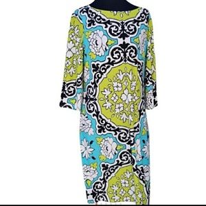 London Times 3/4 Sleeve Printed Shift Dress